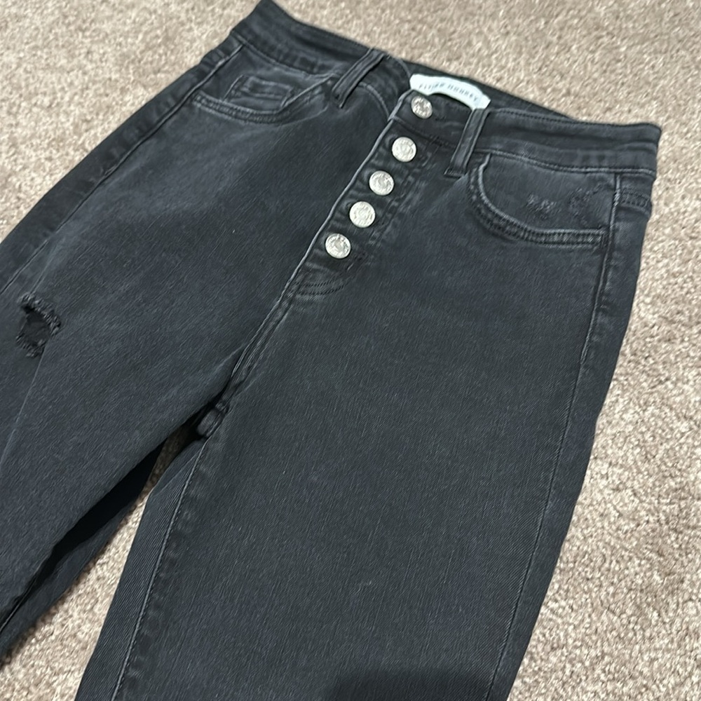 Black Flying Monkey High Waisted Button Jeans - image 1